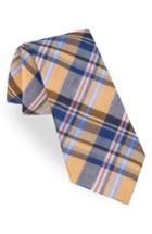 Men's Ted Baker London Plaid Cotton & Linen Tie, Size - Yellow