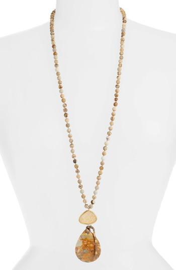 Women's Chan Luu Long Matte Picture Jasper Pendant Necklace