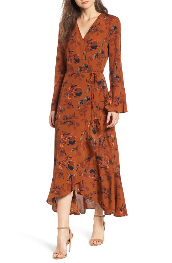 Women's Leith Bell Sleeve Wrap Midi Dress - Metallic