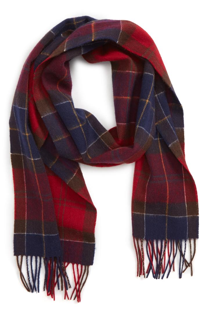 Men's Barbour Holden Tartan Plaid Scarf, Size - Red