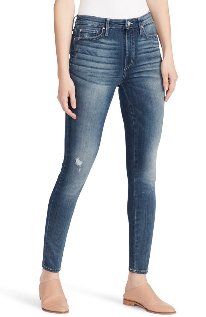 Women's Ella Moss Distressed High Waist Skinny Jeans - Blue