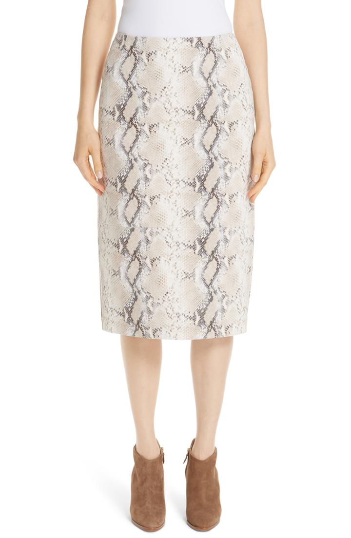Women's Lafayette 148 New York Casey Diamondback Print Suede Skirt