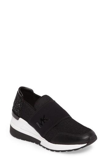 Women's Michael Michael Kors Felix Slip-on Glitter Sneaker M - Black