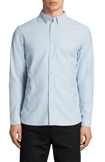 Men's Allsaints Huntington Fit Sport Shirt, Size Medium - Blue