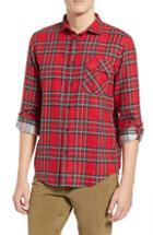 Men's Scotch & Soda Plaid Flannel Shirt, Size - Red