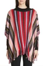 Women's Missoni Zigzag Fringe Poncho, Size - Red
