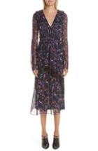 Women's Jason Wu Print Silk Chiffon Midi Dress - Black