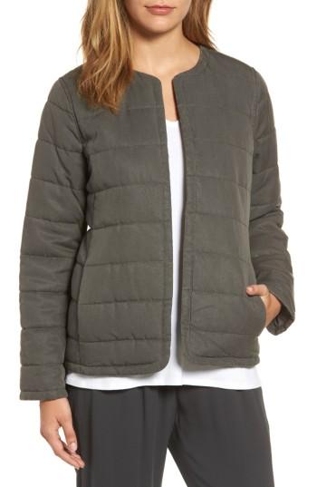 Women's Eileen Fisher Collarless Quilted Jacket - Brown