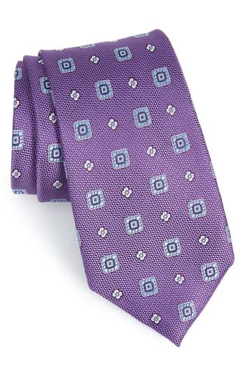 Men's Nordstrom Men's Shop Foxtrot Medallion Silk Tie, Size X-long - Purple