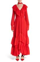 Women's Rejina Pyo Tiered Ruffle Crepe Maxi Dress Us / 8 Uk - Red