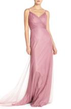 Women's Monique Lhuillier Bridesmaids Surplice Tulle Gown - Pink