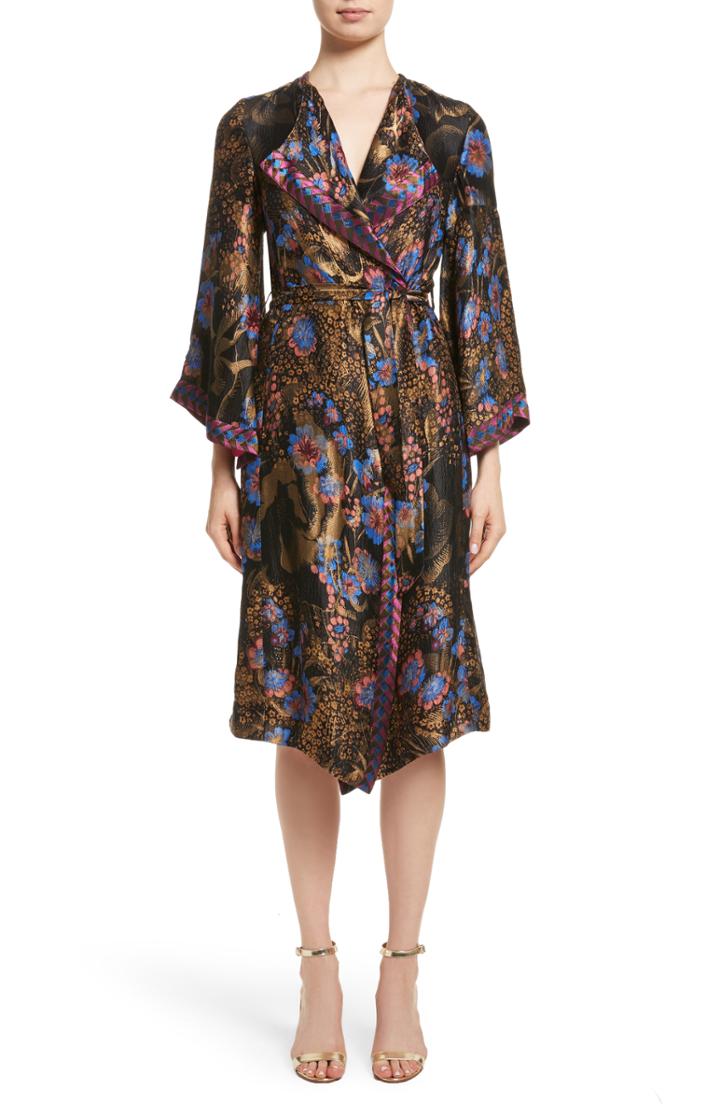 Women's Etro Metallic Floral Silk Blend Topper