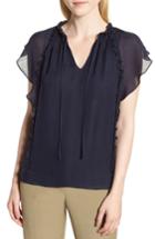 Women's Nordstrom Signature Flutter Sleeve Silk Top - Blue