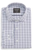 Men's Nordstrom Men's Shop Tech-smart Trim Fit Plaid Dress Shirt .5 34/35 - Blue