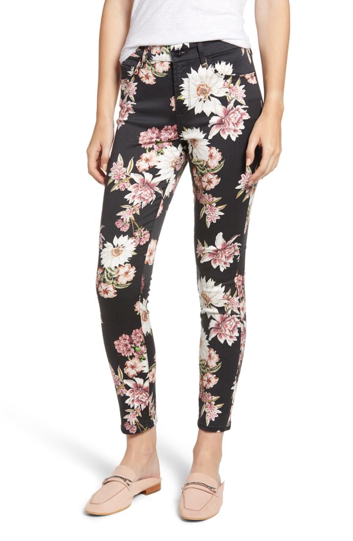 Women's Jen7 Floral Skinny Stretch Cotton Ankle Pants