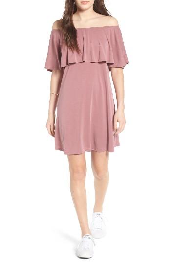Women's Bp. Off The Shoulder Ruffle Dress, Size - Burgundy