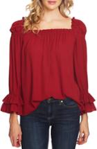 Women's Cece Square Neck Ruffle Blouse, Size - Red