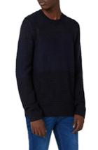 Men's Topman Texture Panel Sweater - Blue