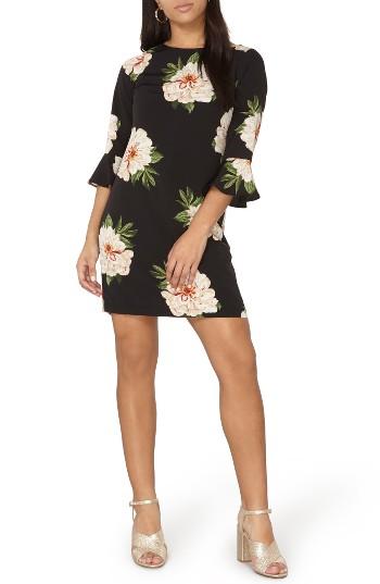 Women's Dorothy Perkins Flute Sleeve Shift Dress Us / 6 Uk - Black