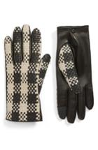 Women's Agnelle Woven Lambskin Leather Gloves .5 - Black