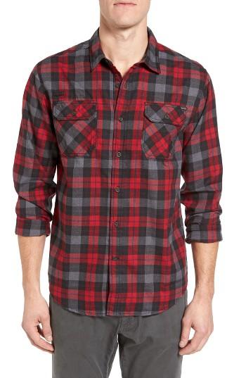 Men's Gramicci Burner Regular Fit Plaid Flannel Shirt - Red
