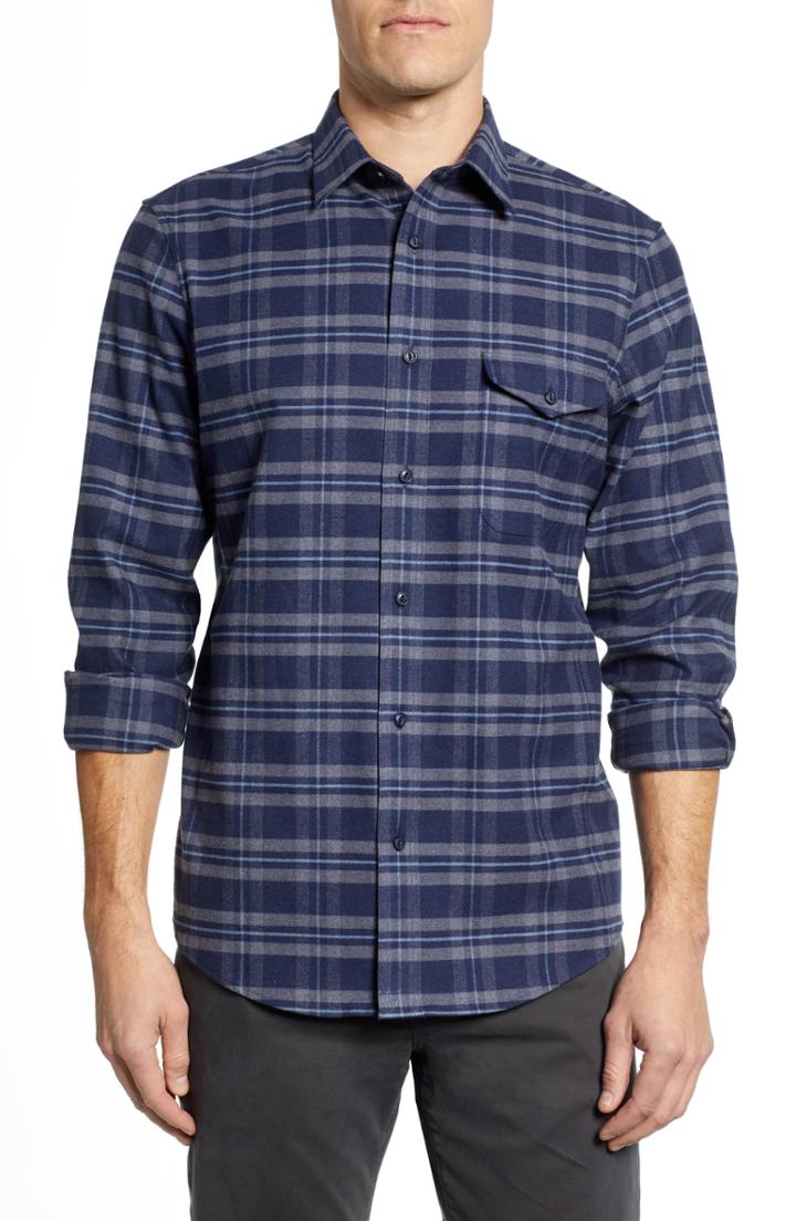 Men's Nordstrom Men's Shop Lumber Regular Fit Check Flannel Shirt - Blue