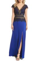 Women's Tadashi Shoji Violette Lace & Crepe Gown - Blue