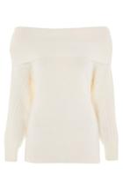 Women's Topshop Balloon Sleeve Off The Shoulder Sweater Us (fits Like 0) - Beige