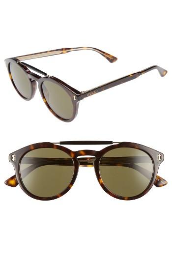 Women's Gucci Vintage Pilot 50mm Sunglasses - Havana/ Green