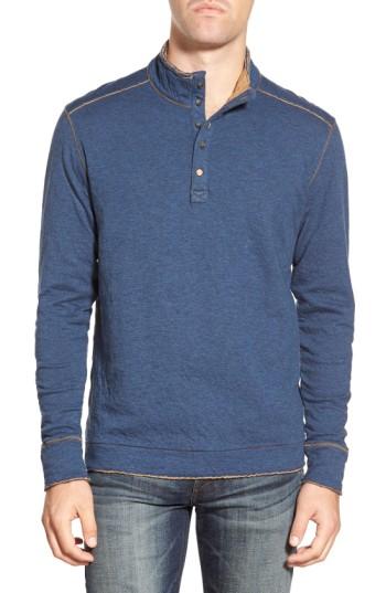 Men's Jeremiah 'mitch' Double Faced Mock Collar Shirt - Blue