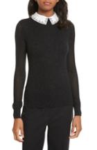 Women's Ted Baker London Embellished Collar Sparkle Sweater - Black
