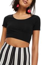 Women's Topshop Scoop Neck Crop Top Us (fits Like 16-18) - Black