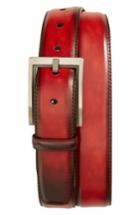 Men's Magnanni Burnished Leather Belt - Red