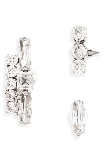 Women's Saint Laurent Set Of 3 Crystal Stud Earrings