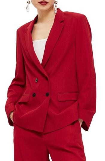 Women's Topshop Slouch Suit Blazer Us (fits Like 0) - Burgundy