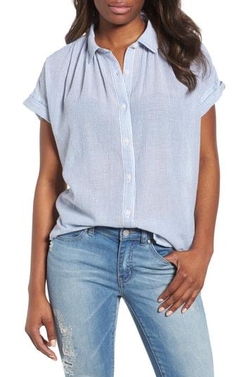 Women's Caslon Patterned Cotton Shirt, Size - White