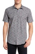 Men's Bugatchi Shaped Fit Cassette Print Sport Shirt - Black