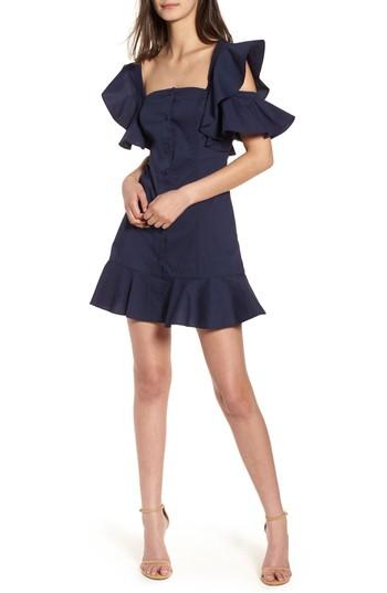 Women's Kendall + Kylie Ruffle Sleeve Dress - Blue