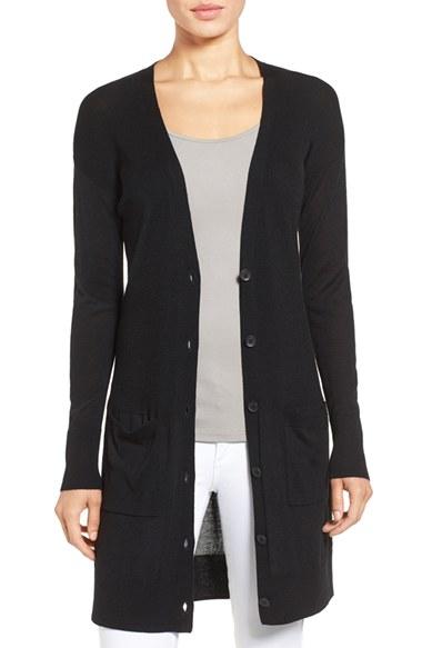 Women's Halogen Rib Knit Wool Blend Cardigan