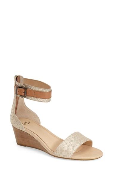 Women's Ugg 'char' Ankle Strap Wedge Sandal .5 M - Black