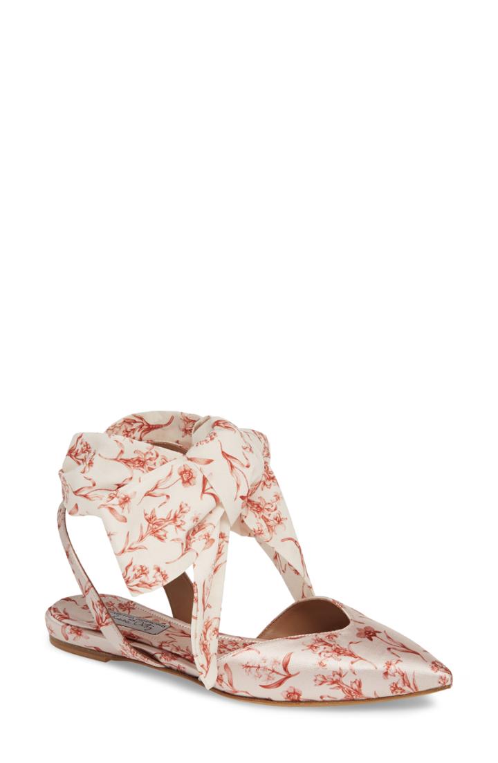 Women's Tabitha Simmons Vera Floral Ankle Wrap Flat Us / 36eu - Beige