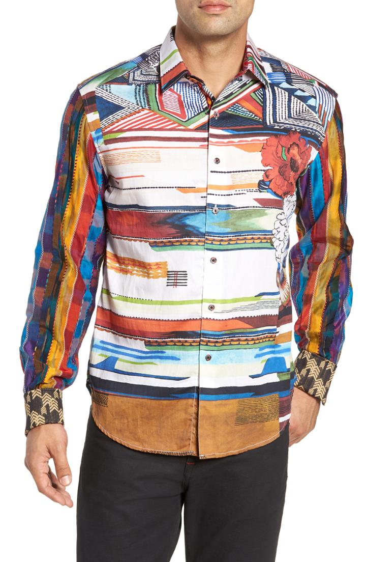 Men's Robert Graham Nachostrong Limited Edition Classic Fit Sport Shirt, Size - Orange