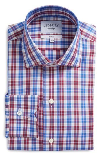Men's Ledbury Slim Fit Check Dress Shirt - Red