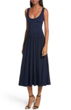 Women's Milly Ballet Neck Midi Dress, Size - Blue