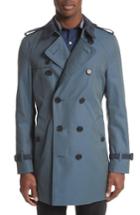 Men's Burberry Kensington Double Breasted Trench Coat Eu - Blue