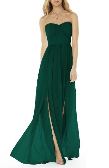 Women's Social Bridesmaids Strapless Georgette Gown - Green