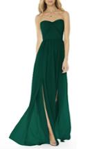 Women's Social Bridesmaids Strapless Georgette Gown - Green