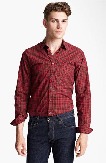 Steven Alan Micro Check Sport Shirt Red Multi