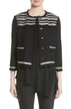 Women's St. John Collection Inlay Fringed Stripe Knit Jacket
