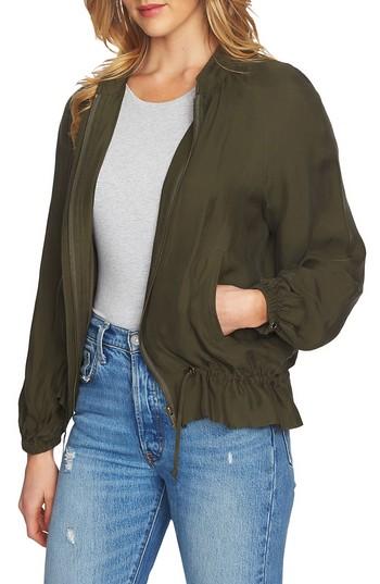 Women's 1.state Blouson Sleeve Bomber Jacket, Size - Green